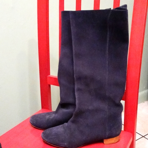 FINAL PRICE DROP!! $55!!! Chloe Navy Leather Boots EUC Size 38 - Picture 1 of 6